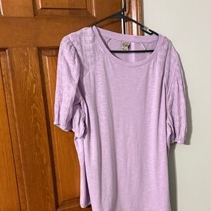 Como Vintage Lilac Eyelet Sleeve Blouse